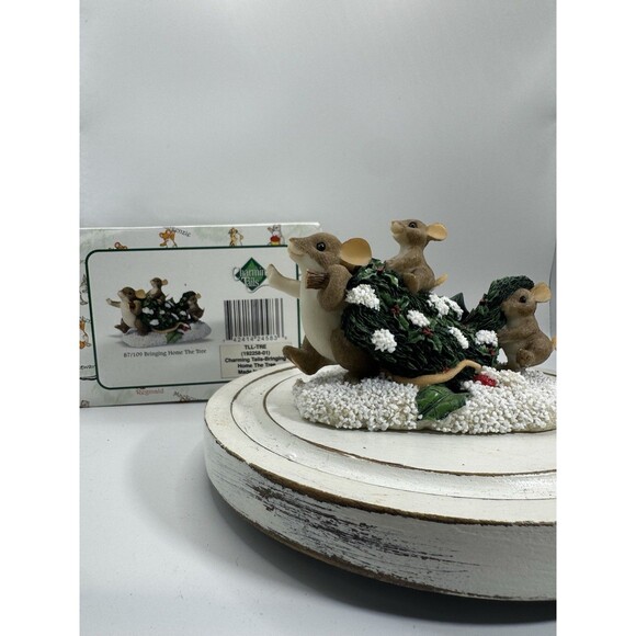 Vintage Charming Tails Bringing Home The Tree! 2001 With Box Fitz And Floyd - Picture 1 of 5